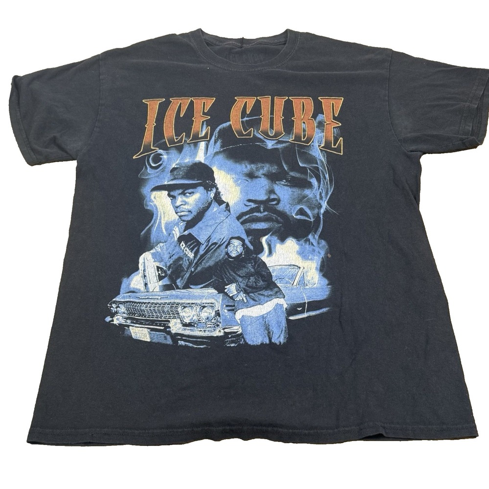 Ice Cube Graphic Rap Tee Black Hip‎ Hop T-Shirt Size Vintage Style Streetwear